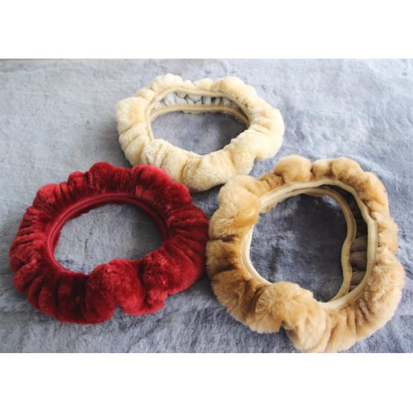 Quality Cute Girly Car Steering Wheel Covers , Winter Real Fur Steering Wheel Cover  for sale