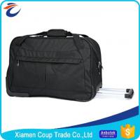 China Custom Printed Polyester Trolley Bag Black Travel Wheeled Luggage Bag factory