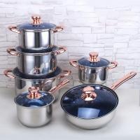 Quality Non Stick Kitchen Stainless Steel Cookware Set With Glass Lid for sale