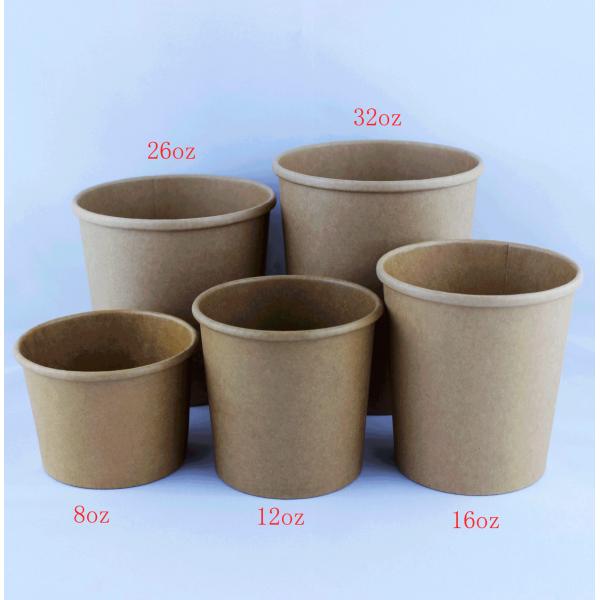 Quality Leakproof Kraft Paper Soup Bowl , Recyclable 12 Oz Soup Cups With Lids for sale