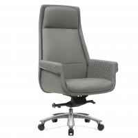 China Gray PU Leather Revolving Chair Ergonomic Swivel Office Chair for sale