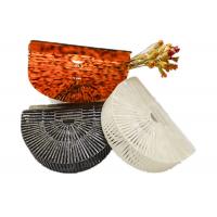 China Summer Beach Tote Bag Handmade Acrylic Half Moon Round Hollow Out Basket Handbag for sale