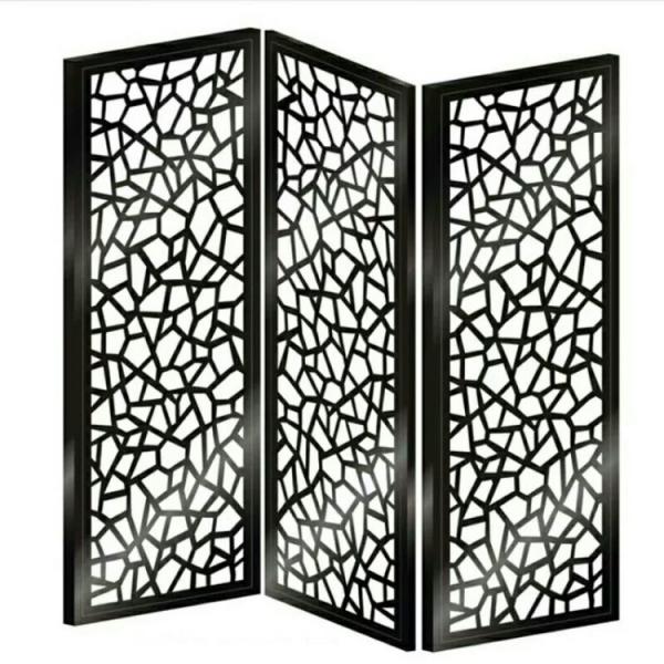 Quality Foldable 3 Panel Room Divider Screen Decorative Metalwork Rose Gold for sale