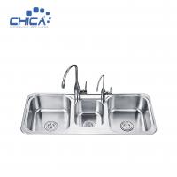 China SUS304 Stainless Steel Kitchen Sink Press Kitchen Sink Triple Bowl Kitchen Sink With Faucet factory