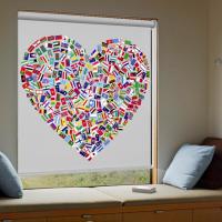 China Love Heart 3D Printed Roller Blinds , Moisture Resistant Blackout Blinds factory