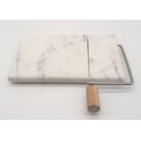 China White Marble Cheese Slicer Board , Marble Cheese Cutting Board Wood Handle for sale