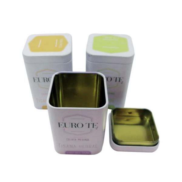 Quality Mini Square Metal Tea Caddy Tin With Plug Lid Tea Tin Packaging for sale