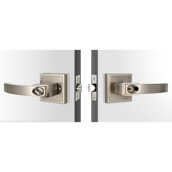 Quality Satin Nickel Tubular Door Locks High Security 3 Brass Keys 60 mm Backset for sale