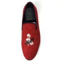 Quality Silver Embroidery Red Velvet Shoes Mens Private Custom For Leisure Occasion for sale