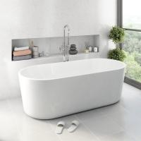China Oval Shape Fresh Pure Acrylic Sheet Free Standing Bathtub With Center Drain Placement factory