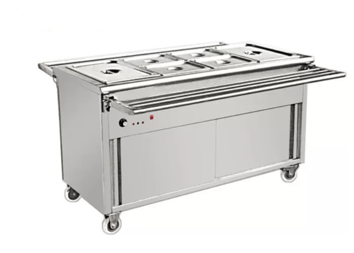 China SS Buffet Server Electric Food Warmer Commercial Push Type Bain Marie Cabinet With Wheels factory
