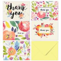 China 36 Bulk Custom Size Paper Greeting Card , Watercolor Flower Card With Envelopes factory