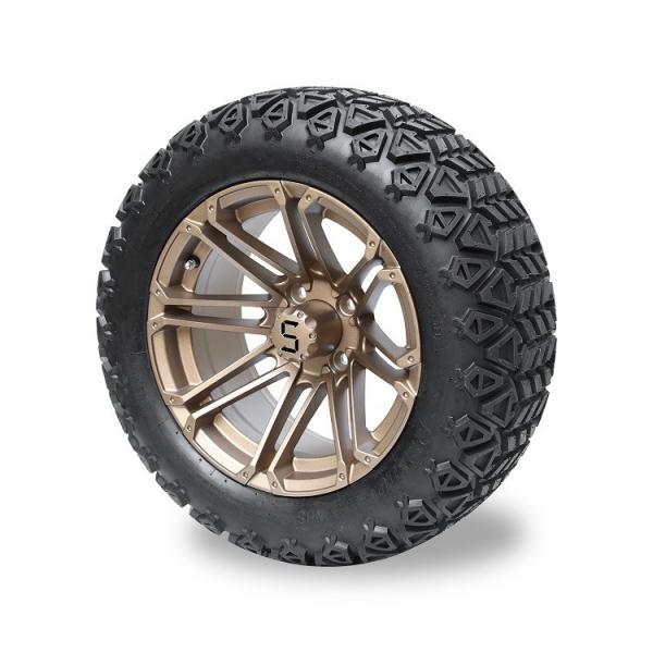 Quality 14'' Bronze Rims And 22x10-14 Tires Combo for Golf Carts/ATV, 4 ply Tubeless for sale