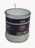 Buy cheap 100% paraffin wax white unscented glass candle sticked by printed label burns from wholesalers