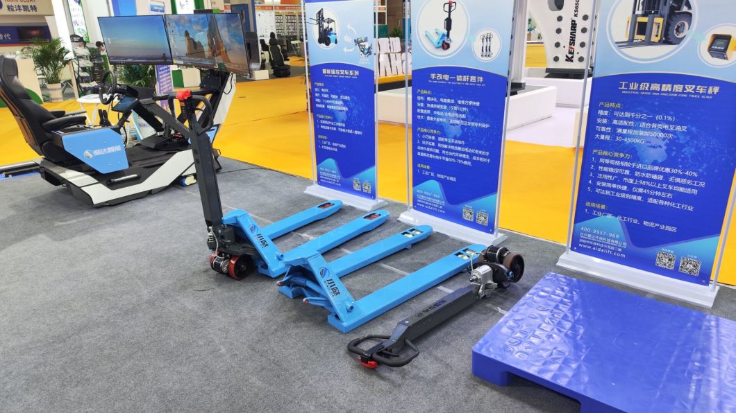 Pallet Truck Handle Integrated with Forward Wheel Can Change Manual Jack Into Electric Pallet Truck