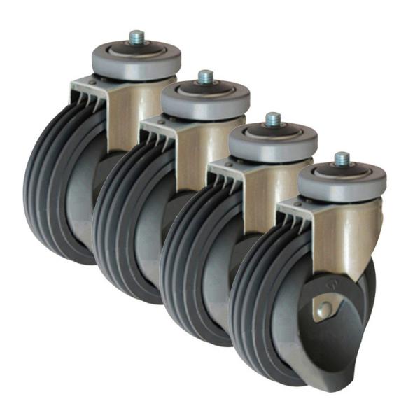 Quality PU 242lbs Loading 5 Inch Shopping Cart Wheels With 12x15mm Threaded Stem for sale