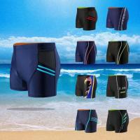 China Quick Drying Mens Training Swim Trunks Anti Embarrassment Boxer Male Swimsuits for sale
