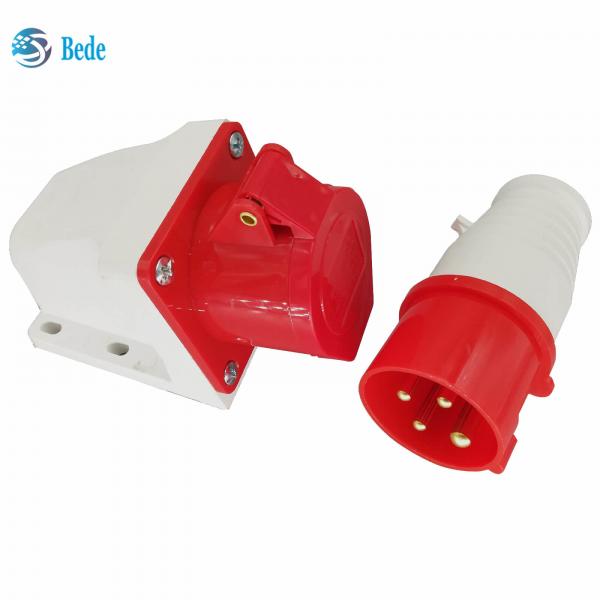 Quality Male Female Electrical Socket 4 Pins 3P+E 380~415V 16Amp Wall Mounting Type IP44 for sale