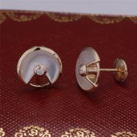 China Xs Model Yellow Gold Amulette De Earrings Stud With White Mother Of Pearl factory