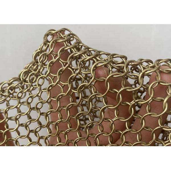 Quality Gold Color Metal Stainless Steel Ring Mesh Fabric Chainmail Curtain 304ss for sale