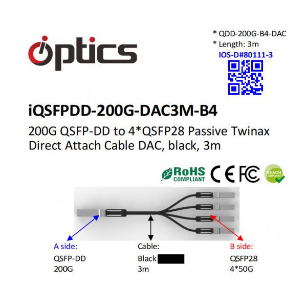 Quality QSFPDD-200G-DAC3M-B4 200G QSFPDD to 4x50G QSFP28 Breakout DAC(Direct Attach for sale