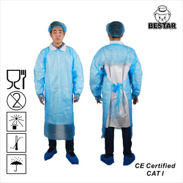 Quality Waterproof Lab Disposable Isolation Gown AAMI PB70 Level 2 CPE for sale