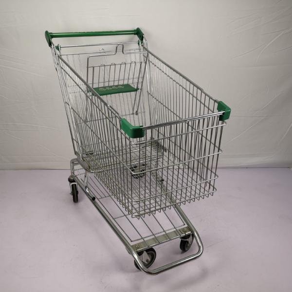 Quality PU Wheels Grocery Shopping Trolley 210L Metal Shopping Cart With Beverage Chassis for sale