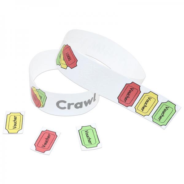 Quality Security Paper Event Wristbands Adjustable Fit Full Color Bar Coding for sale