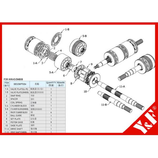 Quality Kawasaki Excavator NVK45 / DNB Hydraulic Pump Parts High Pressure and Long Life for sale