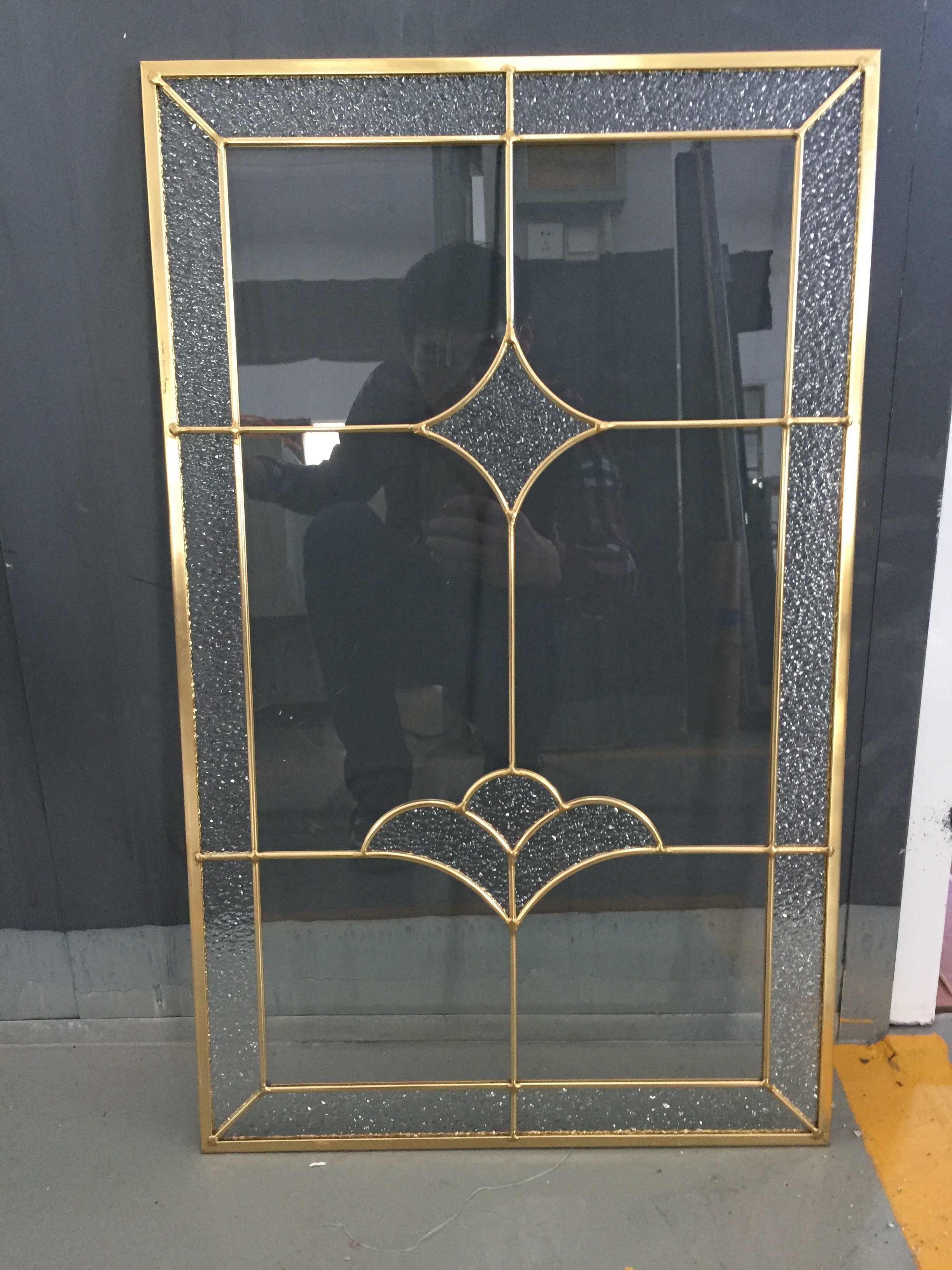 China cabinet door decorative  glass of brass caming 2017new designs factory