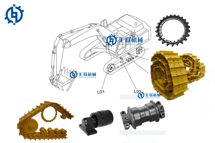 China Undercarriage Attachments Excavator Spare Parts Track Chain Link Roller Idler Sprocket factory