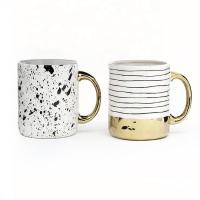 China 16oz Electroplated White Mug With Gold Handle For Everyday Mugs Personality 5 X 3-3/4 X 4-3/8 Round factory