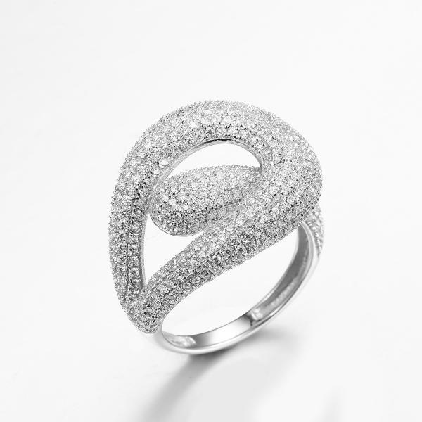 Quality Annulus Shape 7.59g 925 Silver CZ Rings Rhodium Plated Infinite Loop Ring for sale