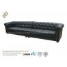 China Button Tufted Leather Hotel Room Sofa Wooden Frame / PU Half Leather Sofa Four Seat factory