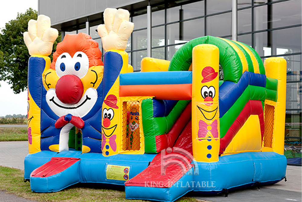 China Clown Bouncy Castle Rentals Bouncer Multiplay Child Party Inflatable House With Slide factory