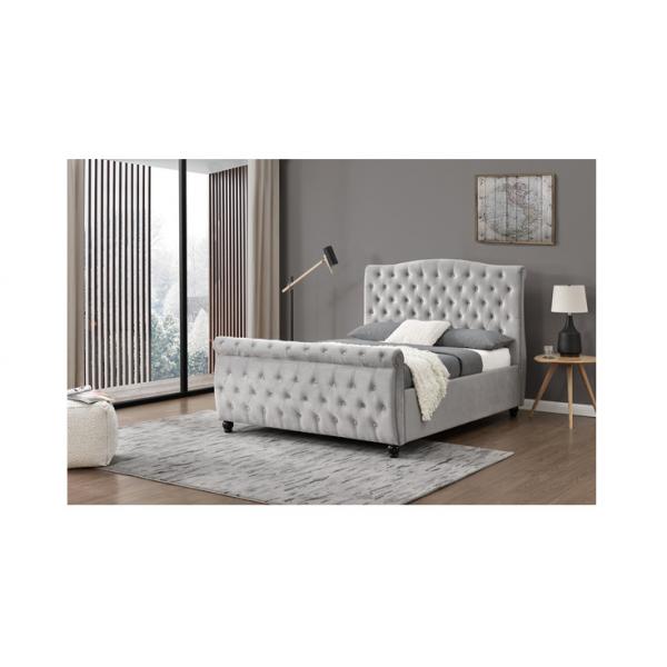 Quality Full Size Upholstered Headboard Platform Bed Frame Light Gray OEM ODM for sale