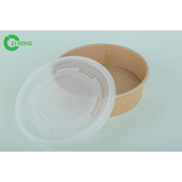 Quality Kraft Paper Disposable Food Containers Oil Proof 25 Oz With Plastic Lid for sale