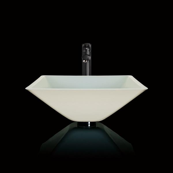 Quality Funnel Shaped Bathroom Wash Basins Lacquered Tempered Glass White Bathroom Sink for sale