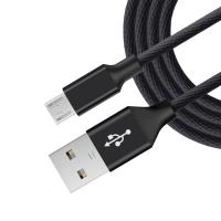 China Original Black Micro USB Data  Cable 6Ft Long Nylon Braided For Mobile Phone MP3 factory