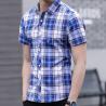 China Slim Fit Checkered Pattern Mens Casual Dress Shirts Short Sleeve Fast Drying factory