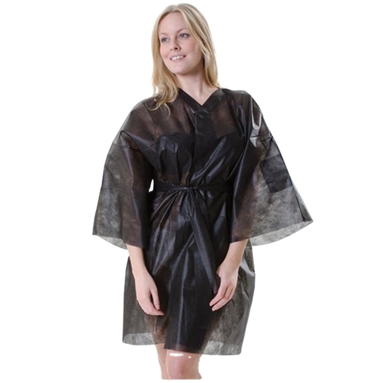China Disposable Nonwoven Kimonos Spa Wear Gown Salon Gown White Black Bathrobe Nylon / Cotton Medical Protective Clothing Class II for sale