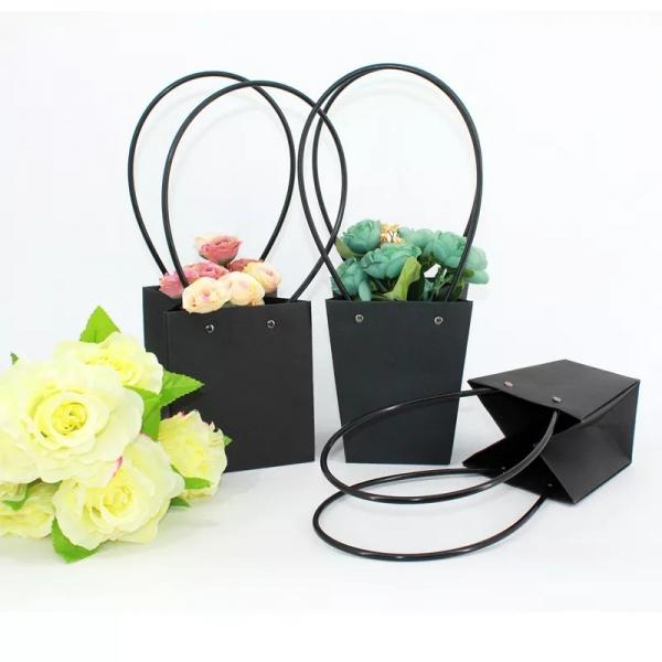 Quality Florist Gift Printed Paper Carrier Bags Waterproof Bouquet Bags With Handles for sale