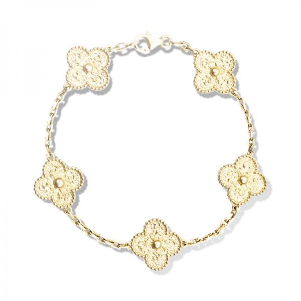 Quality Flower Shaped 18K Gold Bracelet 5 Motifs VCARO1IE00 For Girlfriend / Wife for sale