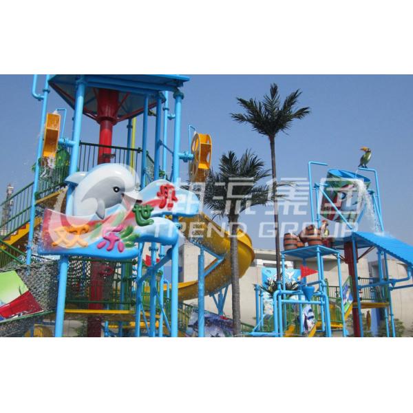 Quality Interactive Aqua Park Games Water House For Fun Theme Park / Fiberglass Slides for sale