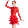 China Long Sleeves Stunning Tap Costume Rows Fringes Mock Neck Dance Dress Performance Wear factory
