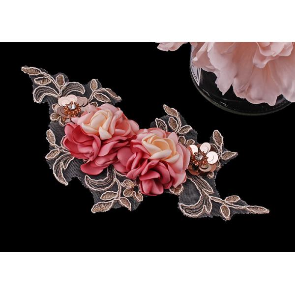 Quality 3D Floral Embroidered Applique Patches For Sequin Bead Rhinestone Lace for sale