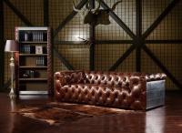China Luguxry Vintage Brown Genuine Leather Couches Sofa Set With Aluminium Sheet factory
