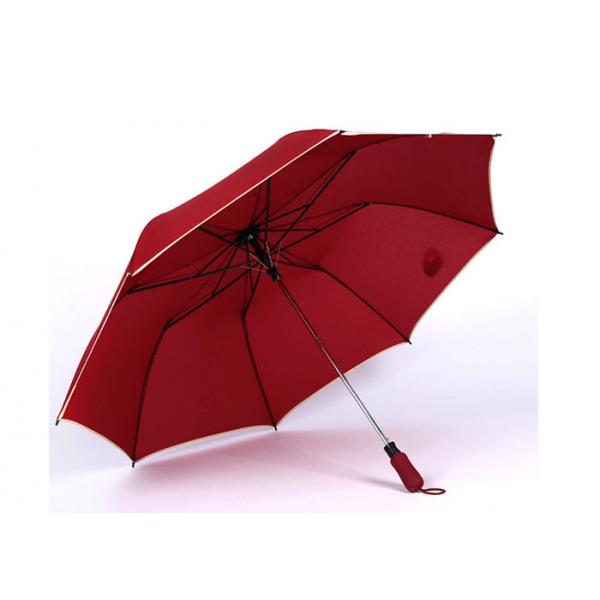 Quality 2 Folding Custom Logo Golf Umbrellas , Golf Umbrella For Rain With Relective Piping Cover for sale