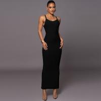 China Seductive Style Black Slip Dress Trim Fit Black Long Dress Sensual Silhouette factory