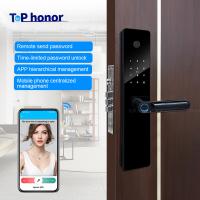China Smart Code Door Lock Tuya Peephole Front Door Lock Biometric Anti Peep Code Card Key Access Semi Auto Door Lock factory